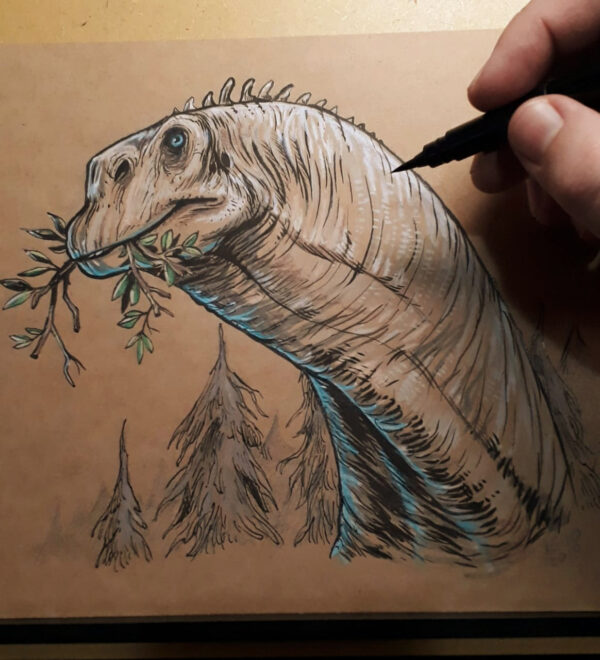 Paleoarte - Saurópode {Original_20.5x19cm}