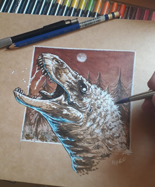 Paleoarte - Terópode {Original_21x21cm}